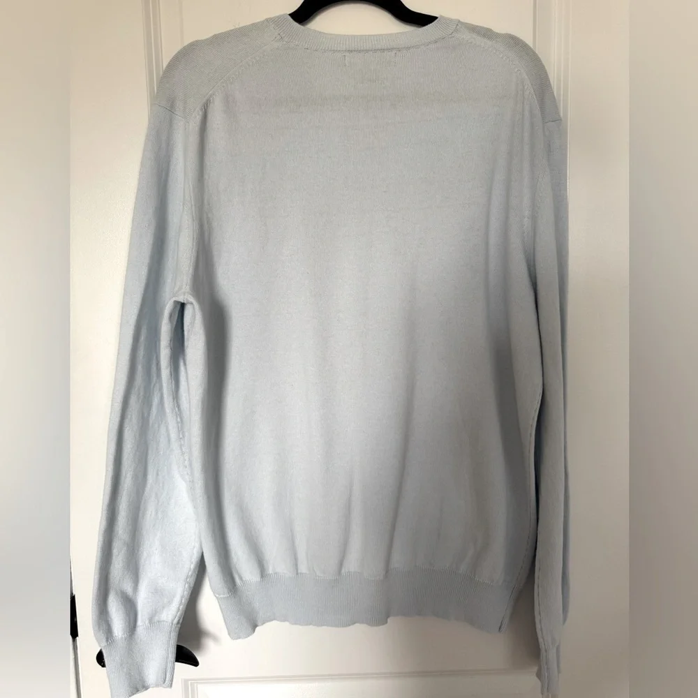 Banana Republic Men’s Light Blue Cotton Cashmere V-Neck Large Sweater